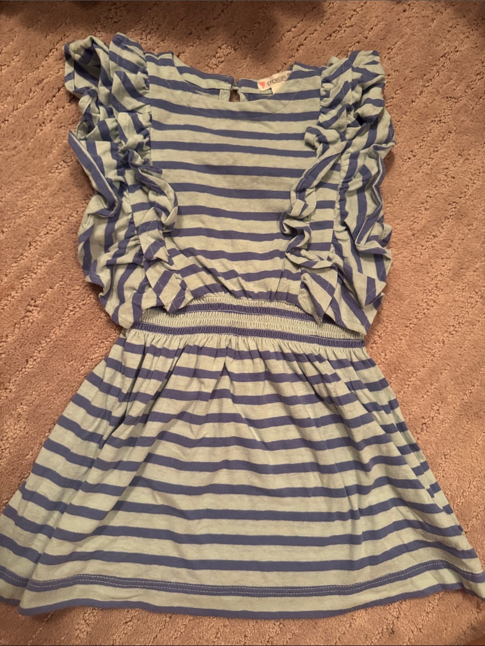 Crewcuts Blue and White Striped Ruffle Dress